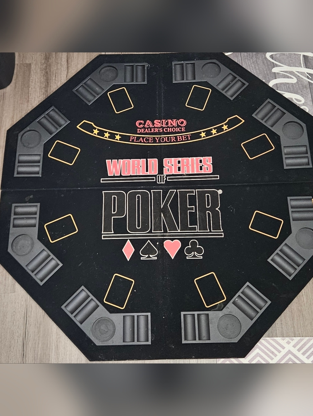 World Series of Poker Octagonal Game Mat in Black, Red, Yellow